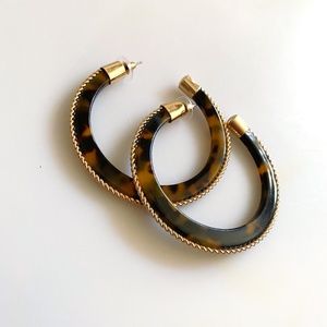 Tortoise Gold Rope Handmade Hoop Earrings